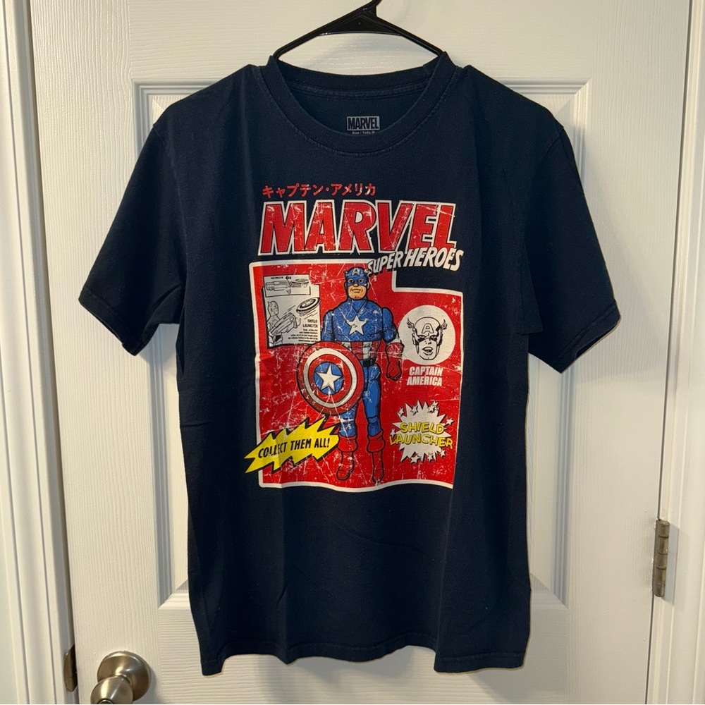 Captain America Shield Launcher Marvel Superhero T-Shirt Shirt Adult M Black